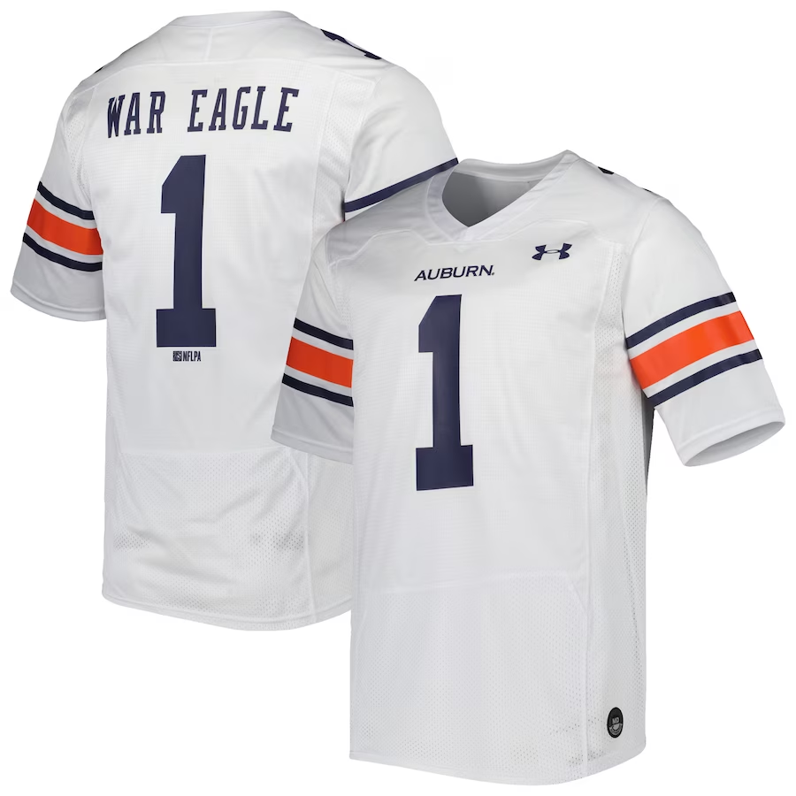 Men's Auburn Tigers War Eagle #1 White Team Jersey